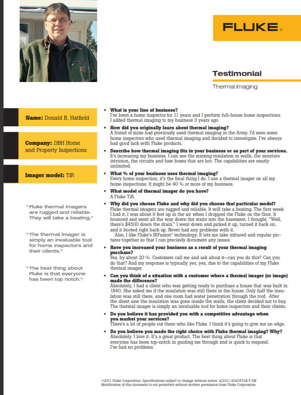 Fluke Thermal Imaging Testimonial