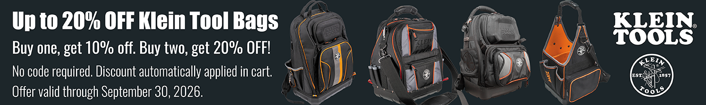 Klein Tool Bags Promo – Save up to 20% on Tool Bags