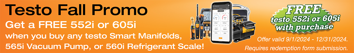 Testo Fall Promo is on. Get a free 552i or 605i with purchase of testo smart tools.